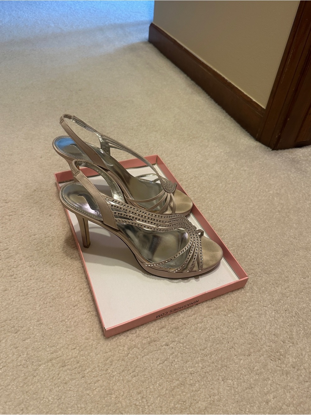 Nina Metallic Champagne Slingback Heels
